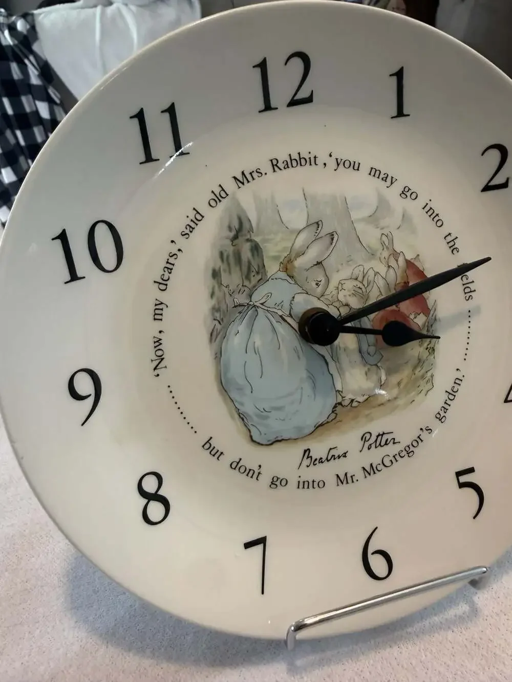 Wedgwood Beatrix Potter Peter Rabbit 'Now, My Dears' Wall Clock WORKS!